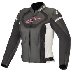Alpinestars Jaws V3 Leather Jacket Ladies - Black White Pink