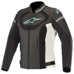 Alpinestars Jaws V3 Leather Jacket Ladies - Black White Blue
