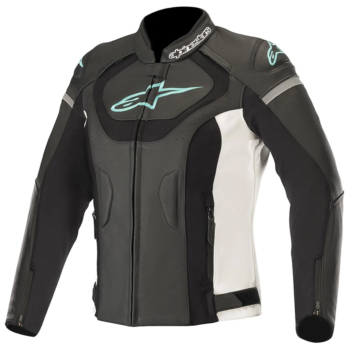 Alpinestars Jaws V3 Leather Jacket Ladies - Black White Blue 4 Alpinestars Jaws V3 Leather Jacket Ladies - Black White Blue - Image 2