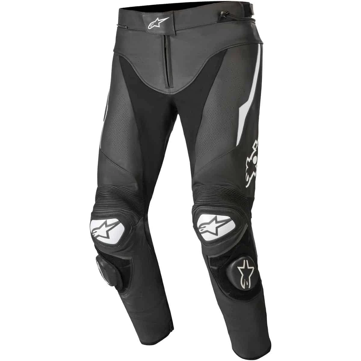 Alpinestars Track V2 Leather Trousers - Black White 3 Alpinestars Track V2 Leather Trousers - Black White