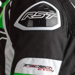 RST Tractech Evo 4 Textile Jacket CE WP - Black Green -Hot Sale getgeared Shop md102365grnd main rst tractech evo 4 textile jacket ce wp black green 3