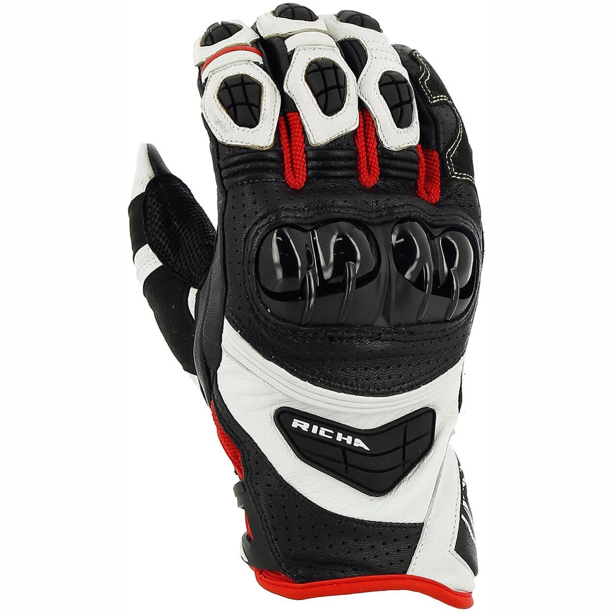 Richa Stealth Gloves - Black White Red 3 Richa Stealth Gloves - Black White Red