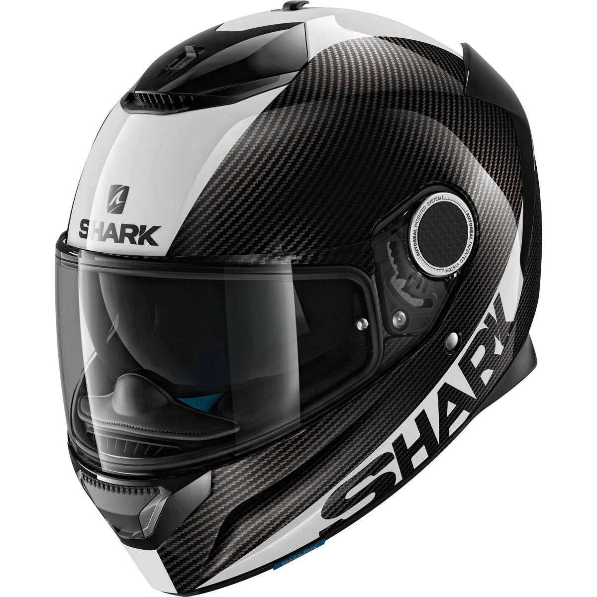 Shark Spartan Helmet Carbon Skin - Black White 3 Shark Spartan Helmet Carbon Skin - Black White